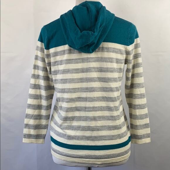 Calvin Klein Women's Merino Wool Blend Hooded Striped Sweater Size Large - Picture 5 of 10
